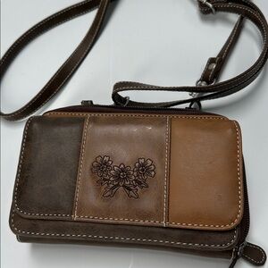 Crossbody Wallet Purse - Brown Two-Tone
